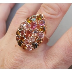 Rosé vergulde ring gezet met Toermalijn 19 mm