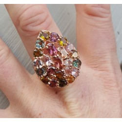 Rosé vergulde ring gezet met Toermalijn 19 mm