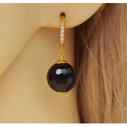 Vergulde oorbellen met zwarte Onyx