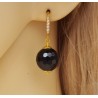 Vergulde oorbellen met zwarte Onyx