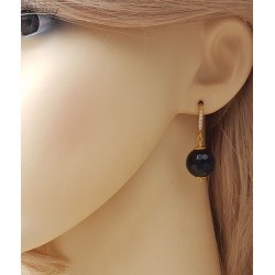 Vergulde oorbellen met zwarte Onyx