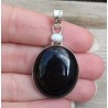 Zilveren hanger gezet met zwarte Onyx en fire Opaal