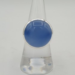 Zilveren ring met ronde blauw Chalcedoon 17 mm