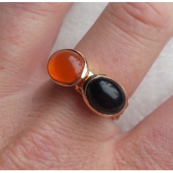 Vergulde ringen set gezet met Carneool en Onyx 18 mm