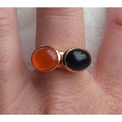 Vergulde ringen set gezet met Carneool en Onyx 18 mm