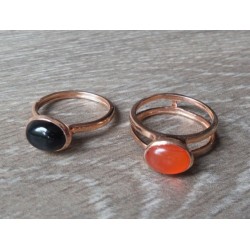 Vergulde ringen set gezet met Carneool en Onyx 18 mm