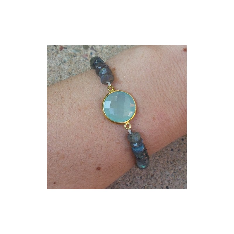 Armband met Labradoriet en Chalcedoon