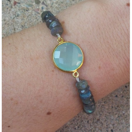 Armband met Labradoriet en Chalcedoon