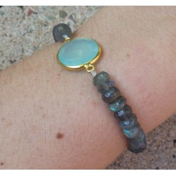 Armband met Labradoriet en Chalcedoon