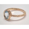 Vergulde zilveren ring blauw Topaas gehamerde setting 19 mm