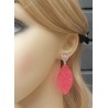 Zilveren oorbellen met roze Chalcedoon en uitgesneden roze Jade