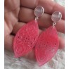 Zilveren oorbellen met roze Chalcedoon en uitgesneden roze Jade