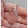 Zilveren hanger gezet met ovale cabochon Rozenkwarts