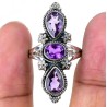 925 Sterling zilveren ring facet Amethist 19.7 mm