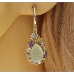 Zilveren oorbellen met Chalcedoon, Amethist, Topaas en Peridot