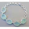 Zilveren armband gezet met ovale facet aqua Chalcedoon schak