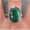 Zilveren ring gezet met ovale facet Emerald 19.7 mm