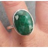 Zilveren ring gezet met ovale facet Emerald 19.7 mm