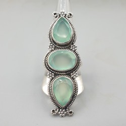 925 Sterling zilveren ring aqua Chalcedoon 19.7 mm