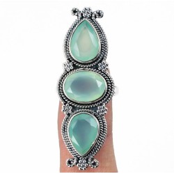 925 Sterling zilveren ring aqua Chalcedoon 19.7 mm
