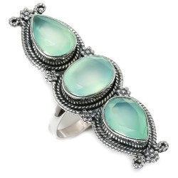 925 Sterling zilveren ring aqua Chalcedoon 19.7 mm