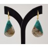 Vergulde oorbellen met hanger van Chrysocolla en Labradoriet