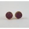 Vergulde oorknoppen gezet met ronde paarse druzy Titanium