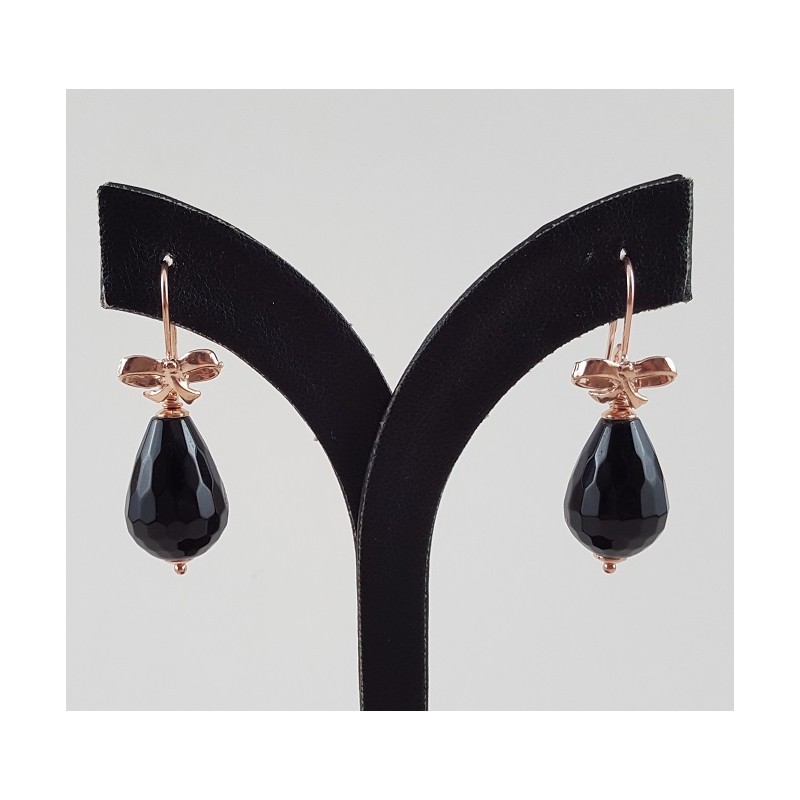 Oorbellen met zwarte Onyx briolet