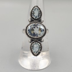 925 Sterling zilveren ring blauw Topaas 17.3 mm