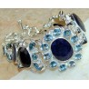 Zilveren edelsteen armband met Saffieren en blauw Topaas