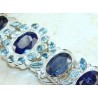 Zilveren edelsteen armband met Saffieren en blauw Topaas