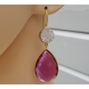 Vergulde oorbellen roze Toermalijn quartz en druzy Titanium