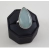 Zilveren ring gezet met druppelvormige cabochon Aquamarijn 18 mm