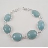 Zilveren armband gezet met cabochon geslepen Aquamarijn