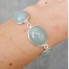 Zilveren armband gezet met cabochon geslepen Aquamarijn