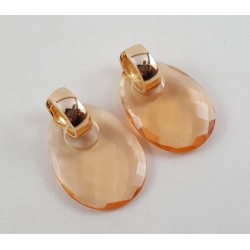 Creolen met ovale hanger van Champagne Topaas