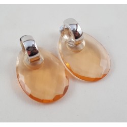 Creolen met ovale hanger van Champagne Topaas
