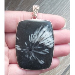 Zilveren hanger gezet met grote Chrysant steen