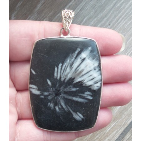 Zilveren hanger gezet met grote Chrysant steen