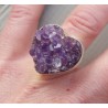 Zilveren ring gezet met hart van ruwe Amethist 17.3 mm