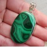 Zilveren hanger ovale grote cabochon Malachiet