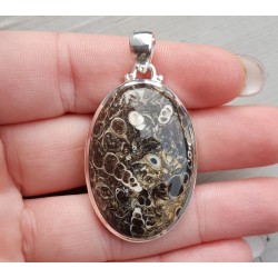 Zilveren hanger ovale cabochon Turitella Agaat
