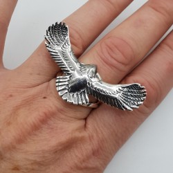 Zilveren adelaar ring verstelbaar