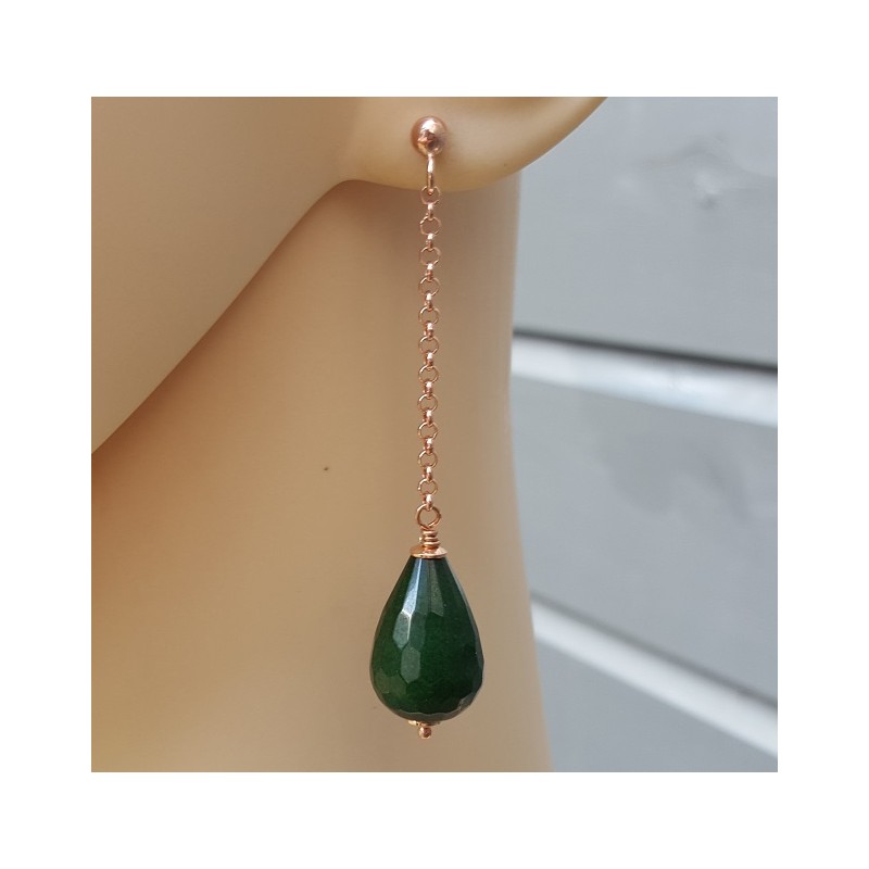 Oorbellen met Emerald groene Jade briolet