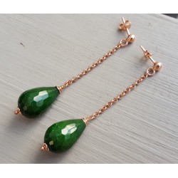 Oorbellen met Emerald groene Jade briolet