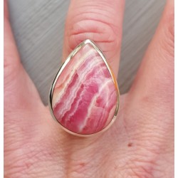 Zilveren ring gezet met druppelvormige Rhodochrosiet 16.5 mm