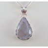 Zilveren hanger facet Maansteen gezet in bewerkte setting