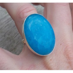 Zilveren ring gezet met ovale Smithsoniet maat 17.3 mm