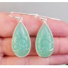 Zilveren oorbellen met uitgesneden aqua Chalcedoon