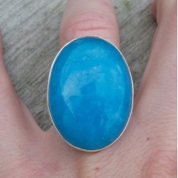 Zilveren ring gezet met ovale Smithsoniet maat 17.3 mm